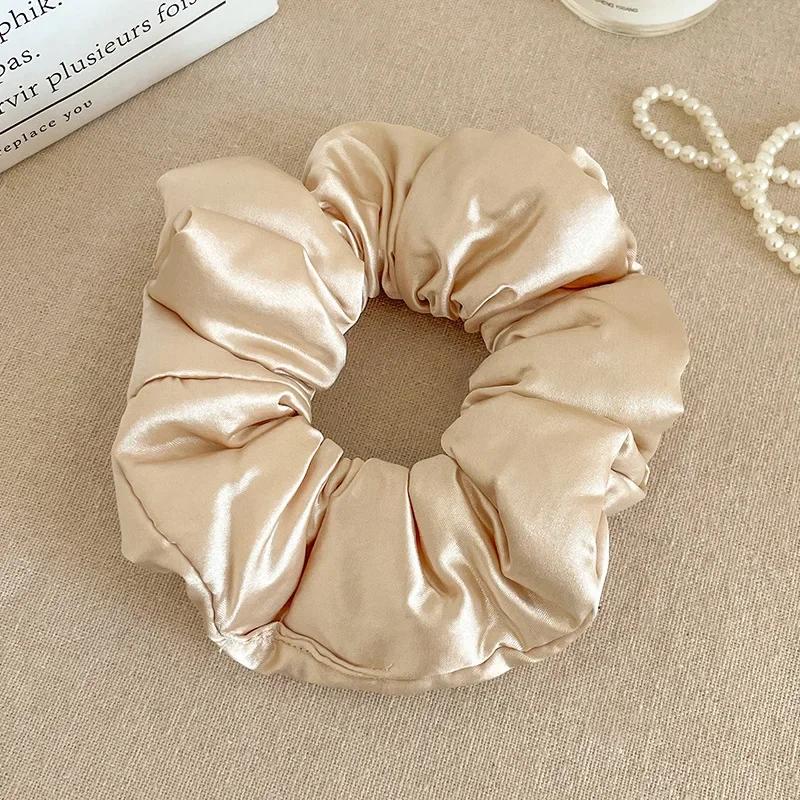 Pillow Sleep Headband Elastic Ponytail Scrunchie for Women Hair Accessories Girls Soft Solid Satin Filled Cotton Big Bands