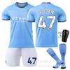 Manchester City Home Football Uniforms 9 Harland 47 Forden 19 Alvarez 11 Doku 2425 Shirt Set