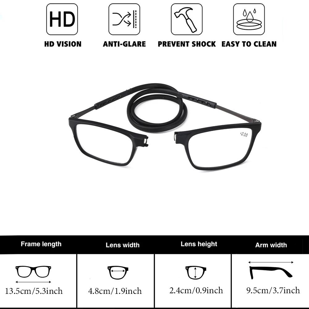 Portable Folding Reading Glasses High Definition Resin Fashion Presbyopic Eyeglasses Neck Reading Glasses