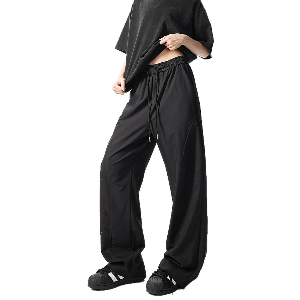 Mesh breathable ice silk scimitar pants men's summer American light and cool sports casual pants drape versatile and slightly pulled pants