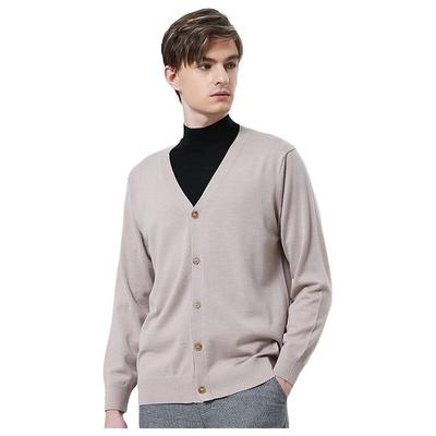 Hengyuanxiang Men's Lightweight 100% Wool V-Neck Cardigan