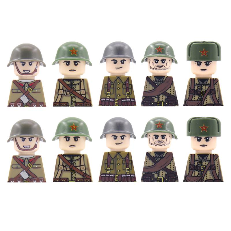 Military Soldier Building Block Figure British US Snow Camouflage Troop MP40 M1A1 Motorcycle Accessories Toys Gift Brick Z02