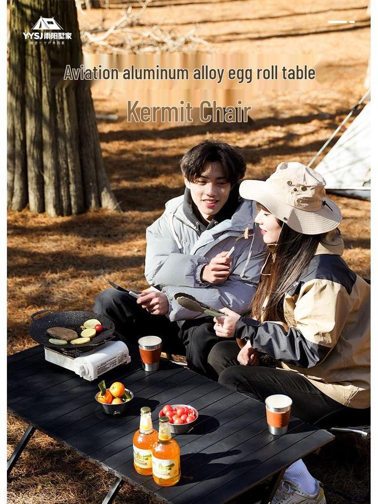 Ultralight Portable Aluminum Folding Table with Chairs - Ideal for Camping, Barbecue, Travel, Night Markets
