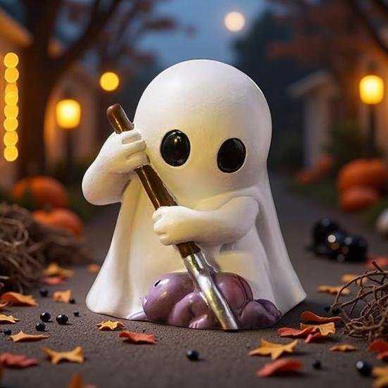 1/2 ks Halloweenská figurka ducha Mini kreslená soška ducha PVC socha Miniaturní ozdoba ducha Domácí kancelář Stolní dekorace