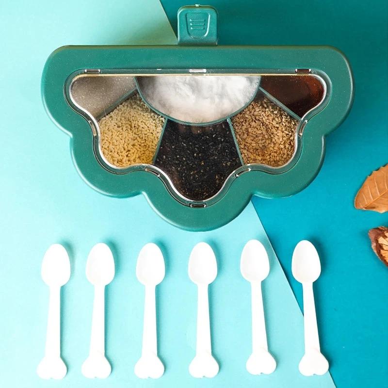 Seasoning Jar Multi-functional Plastic Storage Seasoning Box Multi Grid Salt Jar Pepper Sugar Bowl Spice Condiment Container