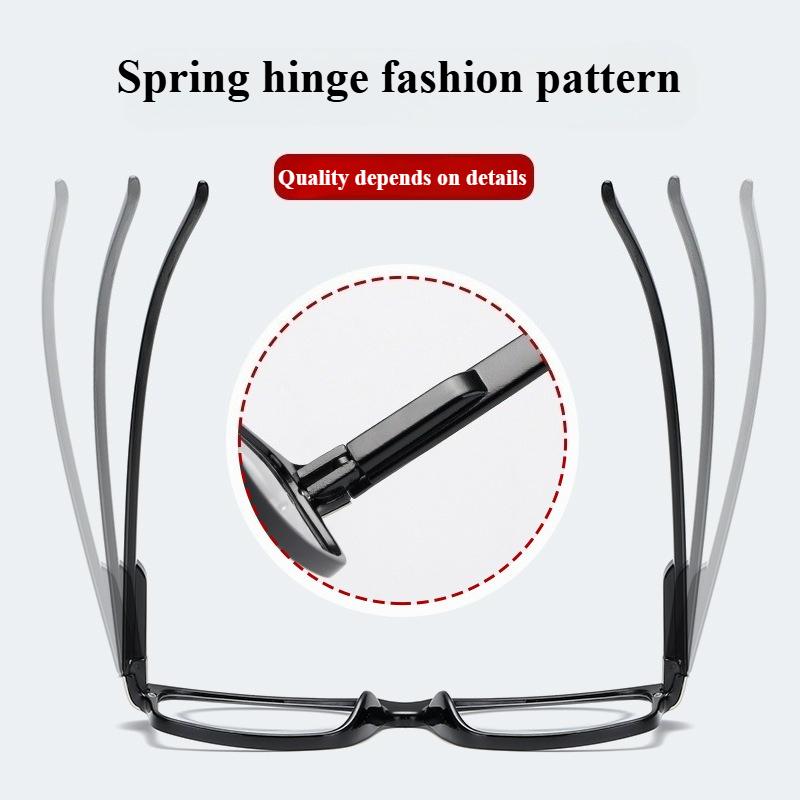 Square Reading Glasses Retro Presbyopia Glasses No Face Clip Spring Leg Resin Presbyopia Glasses Men'S Glasses