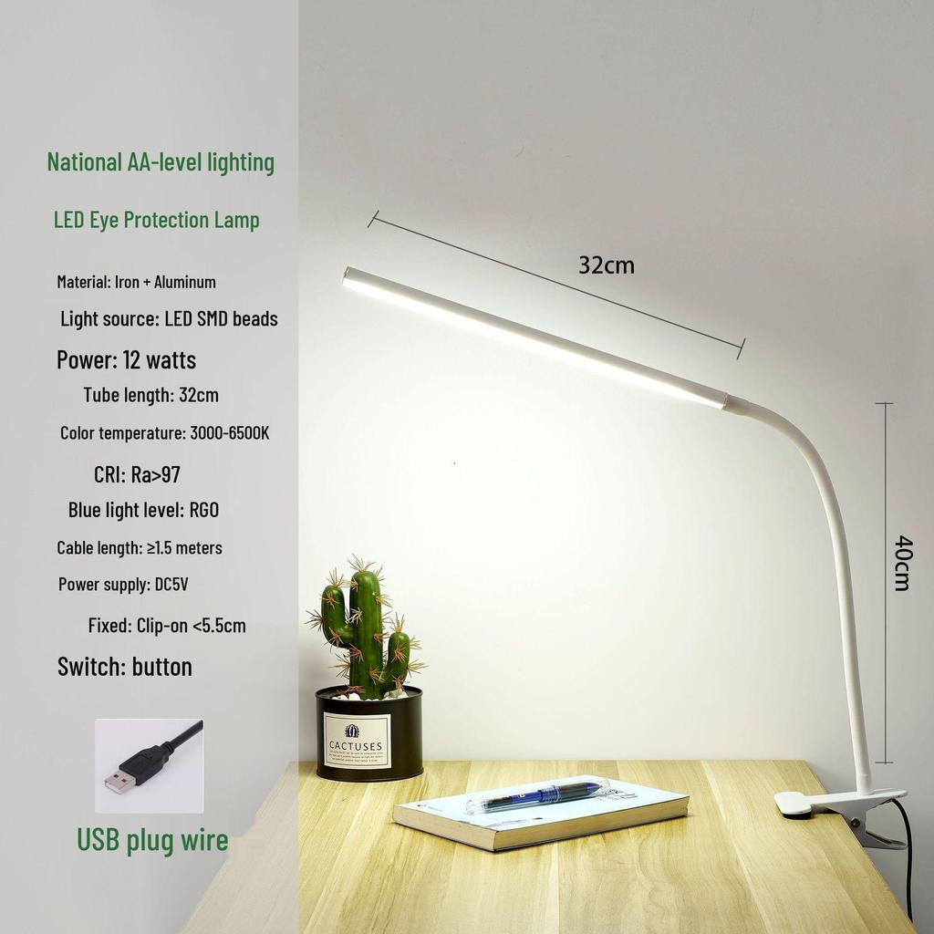 High Brightness Eye-Protection LED Clip-On Desk Lamp for Study and Nail Art