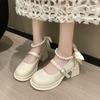 Women's Shoes Autumn One-pedal Thick-soled Mary Jane Single Shoes New with Skirts Women's Summer Outer Wear Bag Head