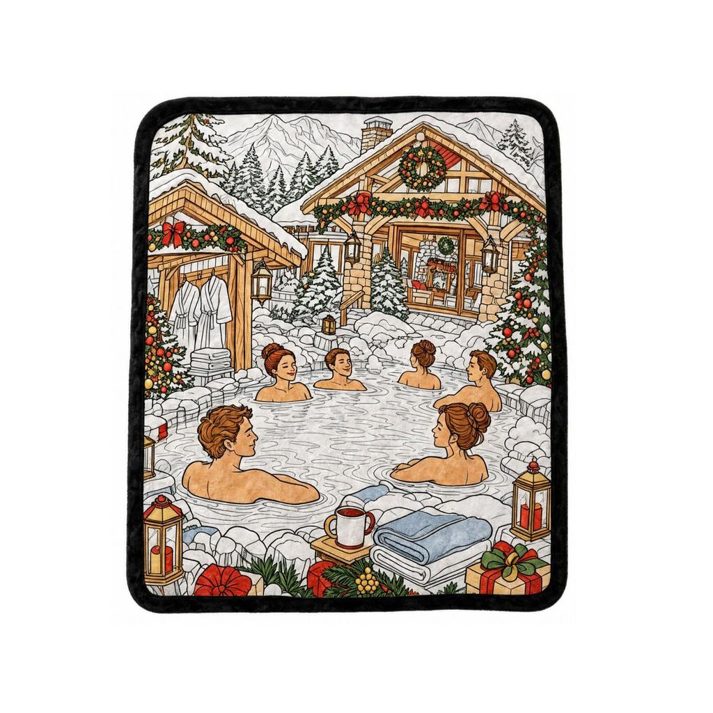 Christmas Coloring Blanket with Watercolor Pens, Soft Throw for Fun Doodle and Relaxation