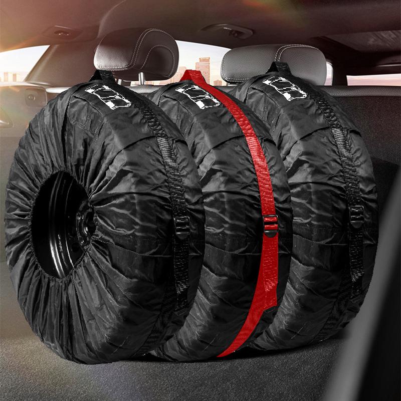 4Pcs Universal Car Spare Tire Cover Polyester Waterproof Durable Tire Storage Bags Vehicle Wheel Protector Tyre Accessories