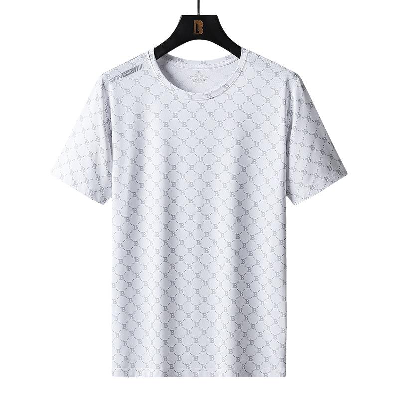 Tricou de vară pentru bărbați cu mânecă scurtă, din mătase de gheață, cu drapaj, Îmbrăcăminte cu uscare rapidă, Tricou sport la modă, Haine de fitness respirabile, Mărimi mari