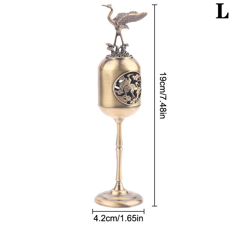 Metal Standing Crane Hollow Lamp Sandalwood Fragrance Censer Smoking Backflow Incense Holder Tea House Ornaments Home Decor
