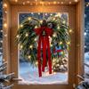 Christmas Wreath With Red Berries Bow Plastic Holiday Decor Home Door Wall 50cm