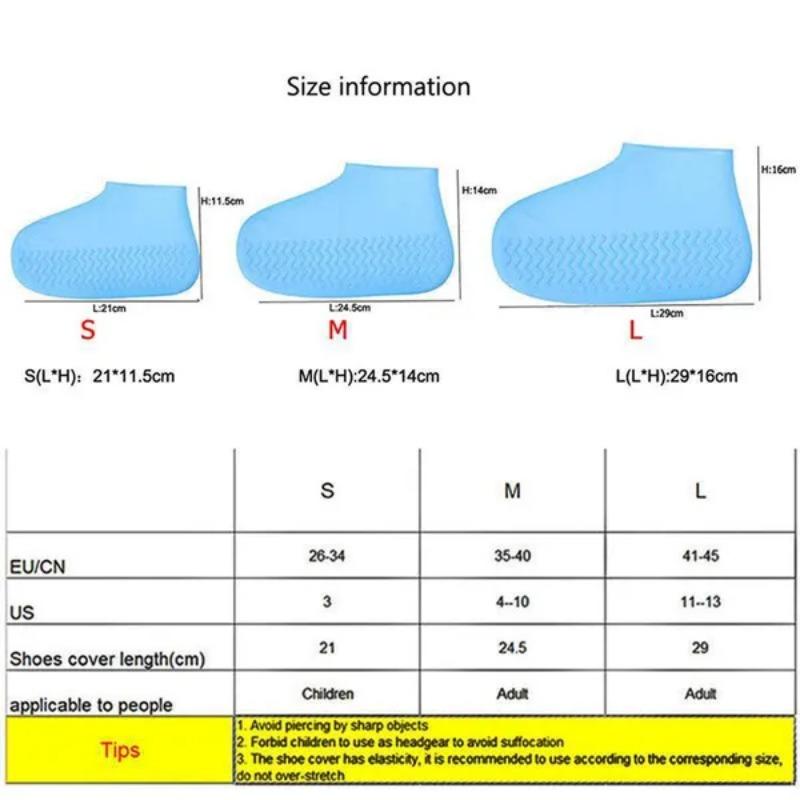 1Pair Waterproof, rainy, non slip, wear-resistant rain shoe cover, silicone shoe cover