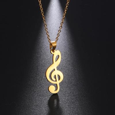 Skyrim Musik Halskette Noten Notenschlüssel Kette Musiksymbol G-Schlüssel Geschenk Für Frau Mann Edelstahl Schmuck Großhandel Neu
