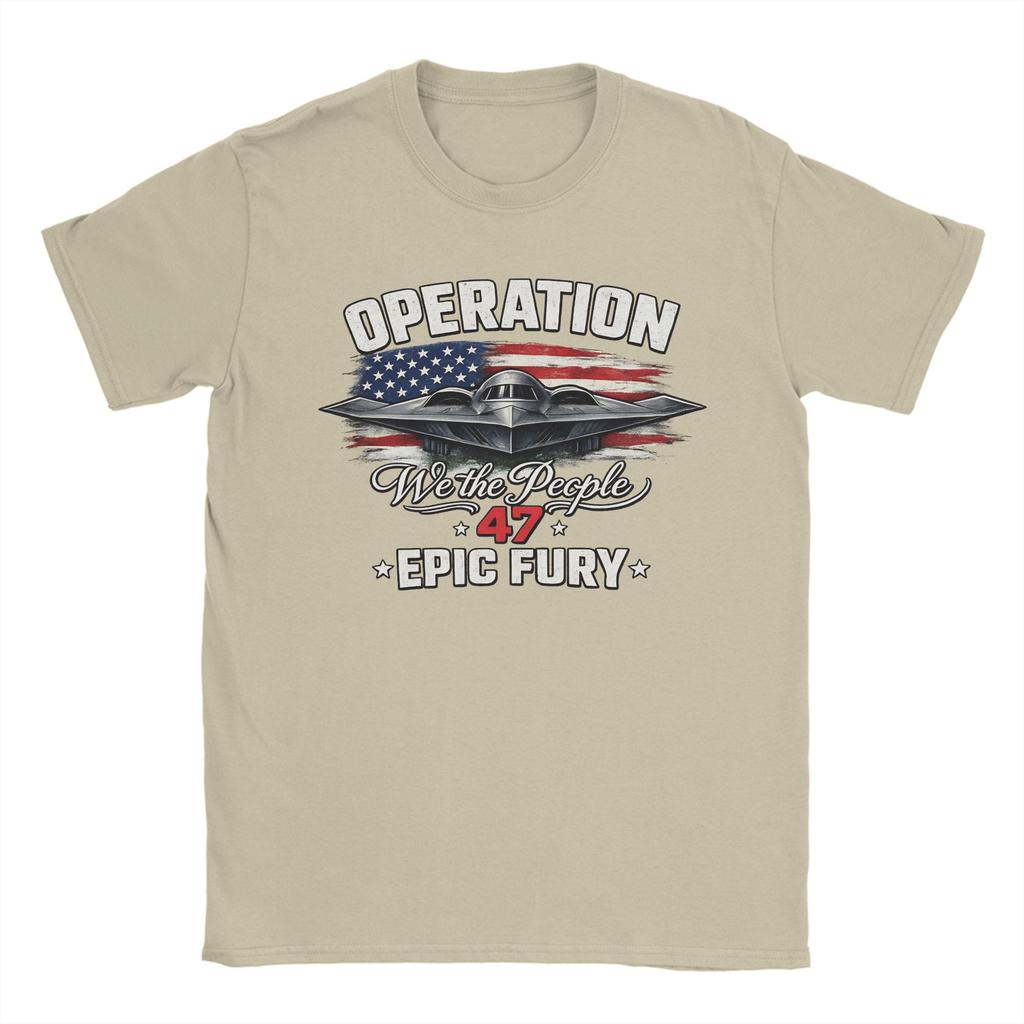 Operation Epic Fury Amerikanische Flagge Grafik Patriotische Düsenjäger T-Shirts für Unisex Mode T-Shirts Rundhals Kurzarm Tops