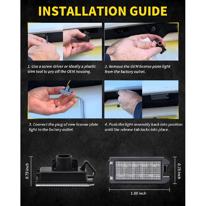 LED License Plate Lights 8-SMD Bright White Tag Lamp Assembly Compatible with Jeep 2014- Grand Cherokee, 2014-2017 Compass, 2014-2017 Patriot, Pack