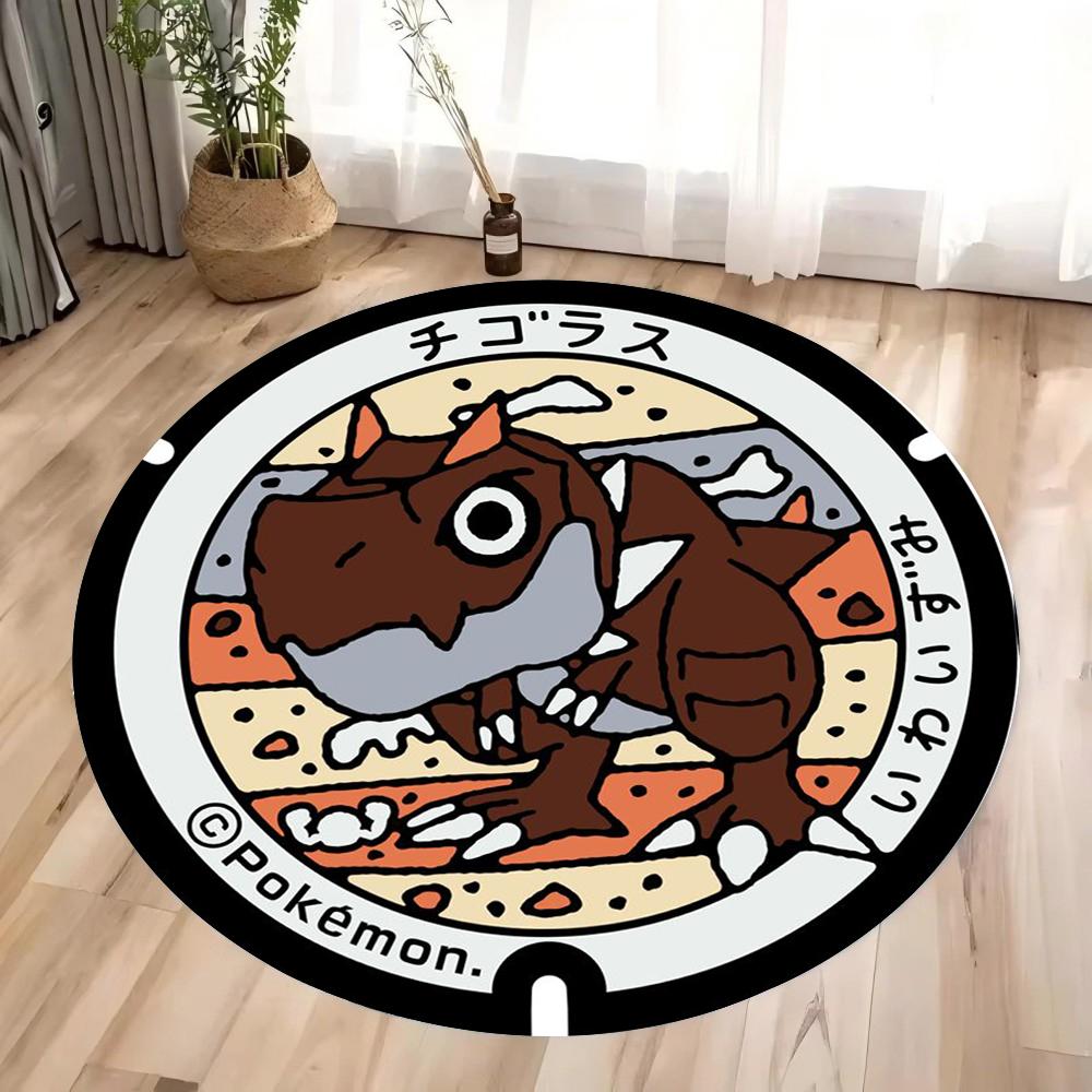  Cartoon Anime Pokémon Printed Round Carpet for Kid's Living Room Bedroom Decor Non Slip Floor Mat Bedroom Circle Rug