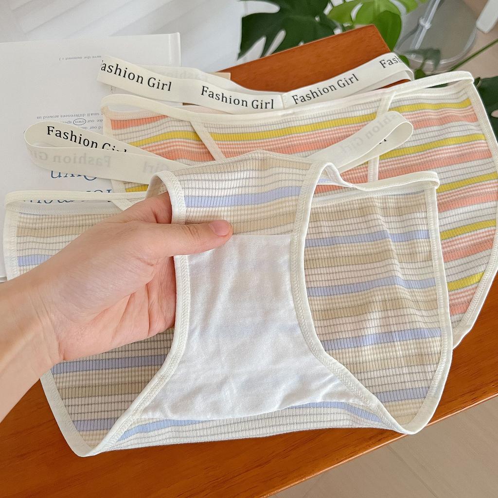 Naiste aluspesu vöökoha väljalõikega aluspesu naiste püksid Triibulised lapiga õhukesed antibakteriaalsed aluspüksid