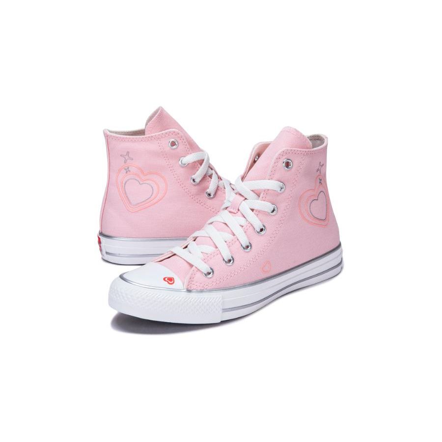 Converse Chuck Taylor All Star High GS Y2K Heart Kids Sneakers Pink Donut-Glaze Vintage-White A09118C
