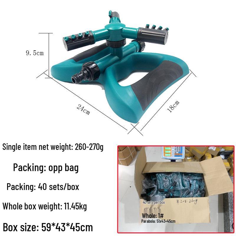 Horticultural Tripod Sprinkler: Large Round Rotating Nozzle for 360° Irrigation and Concrete Curing.