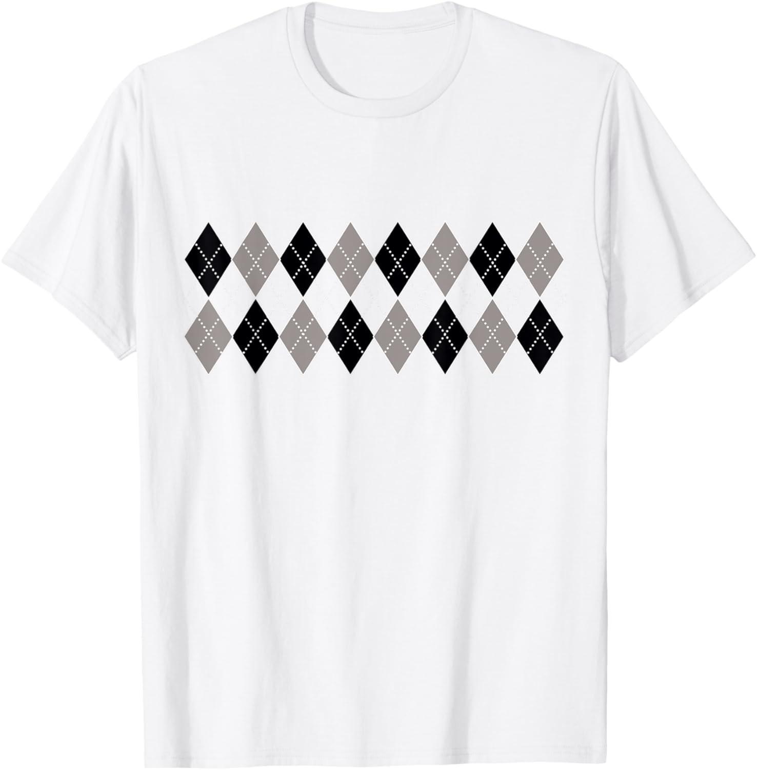 Argyle Pattern Black and Grey Pattern Great Gift Argyle T-Shirt XXXXL