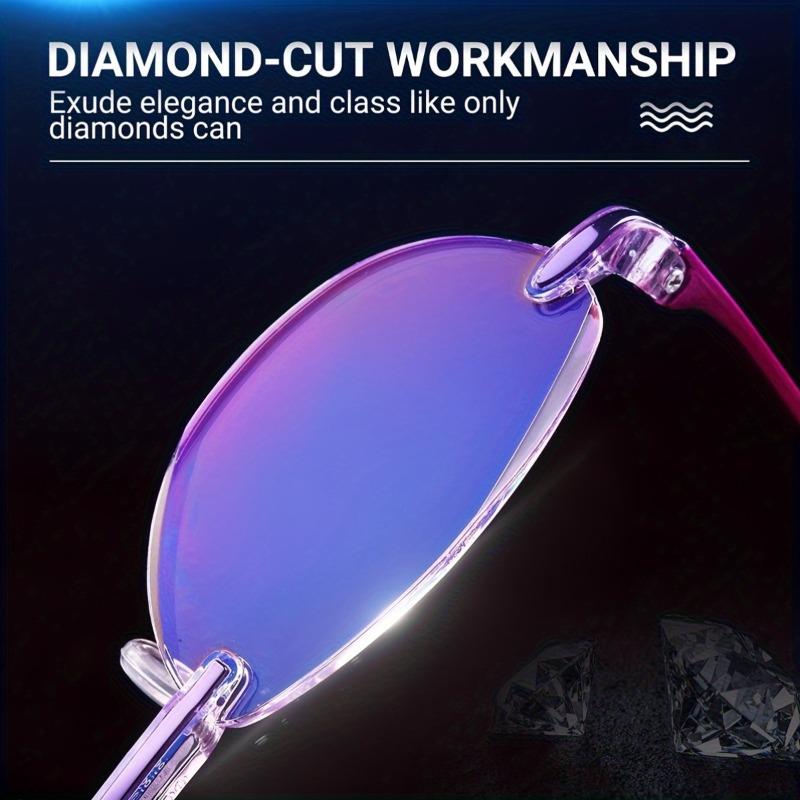 4pcs Ladies' Reading Glasses Anti Blue Light Glasses Diamond Cutting Design Computer Glasses Anti Fatigue Reading Glasses