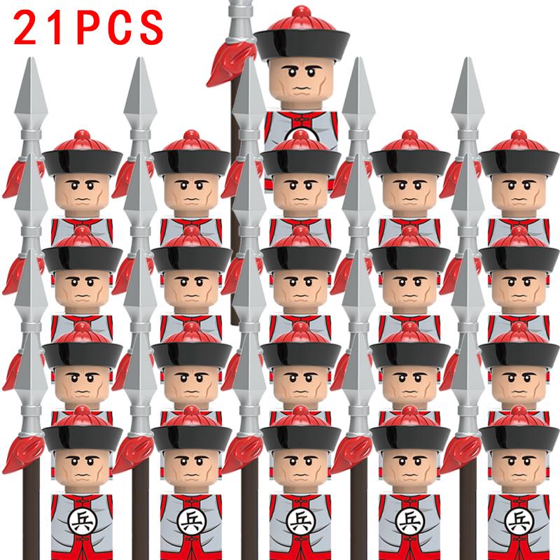 21 buc Dinastia Han Soldat Armata Soldați Grei Infanterie Ușoară Cavaleri Medievali Grup Figuri Blocuri de Construcție Cărămizi Castel Jucărie