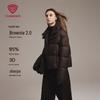 Women's Stand Collar Loose Fit Short Down Jacket with Lamb Wool Collar