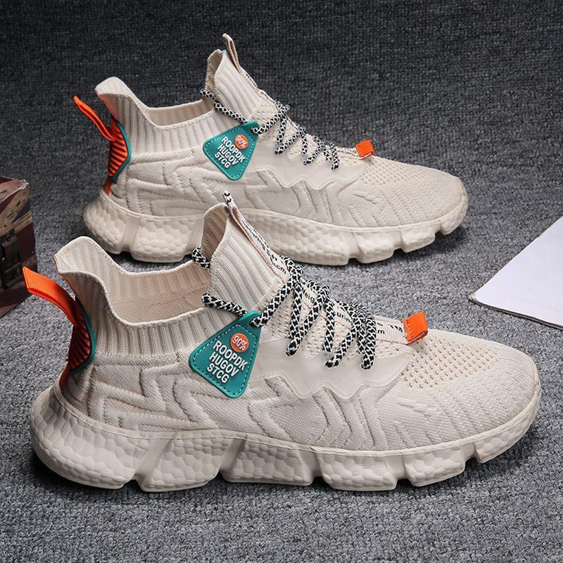 Summer Breathable Fly Knitting Sports Dad Men's Shoes Spring and Autumn Versatile Men's Deodorant Mesh Casual Running Coconut Tide Shoes
