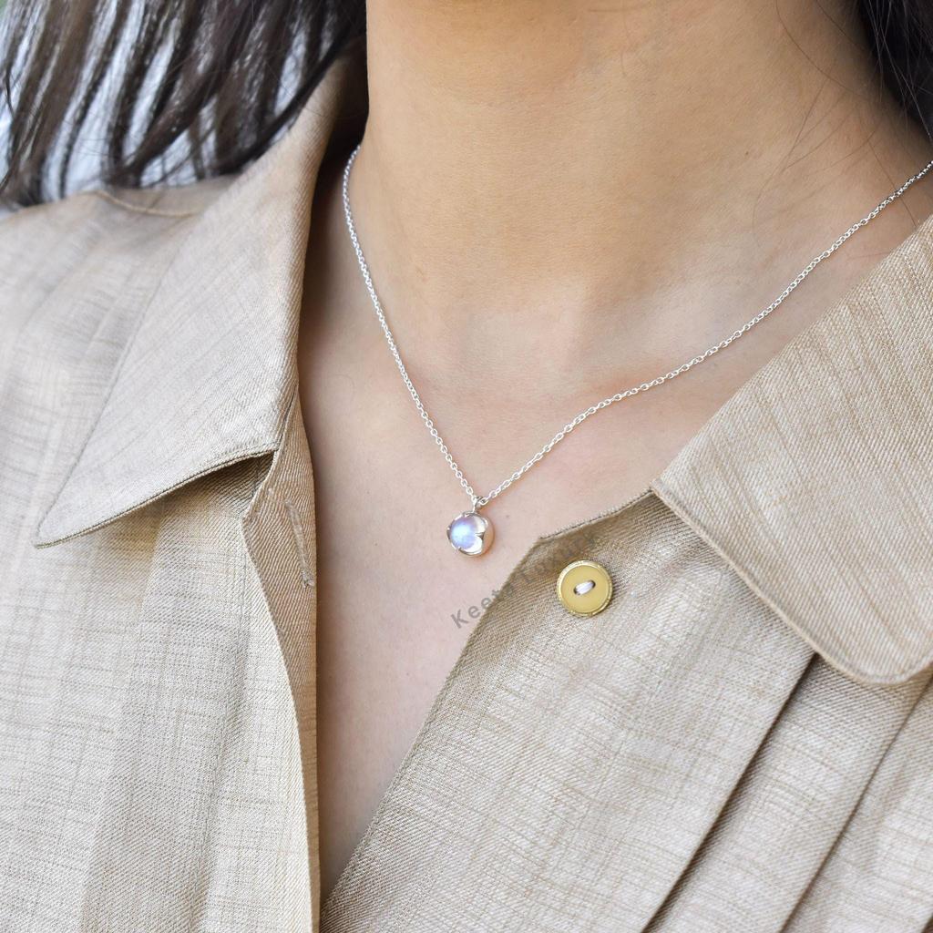 Natural Moonstone Necklace, Dainty Moonstone Handmade Jewelry , June Birthstone Celestial Necklace for Women, Bridesmaid Necklace,