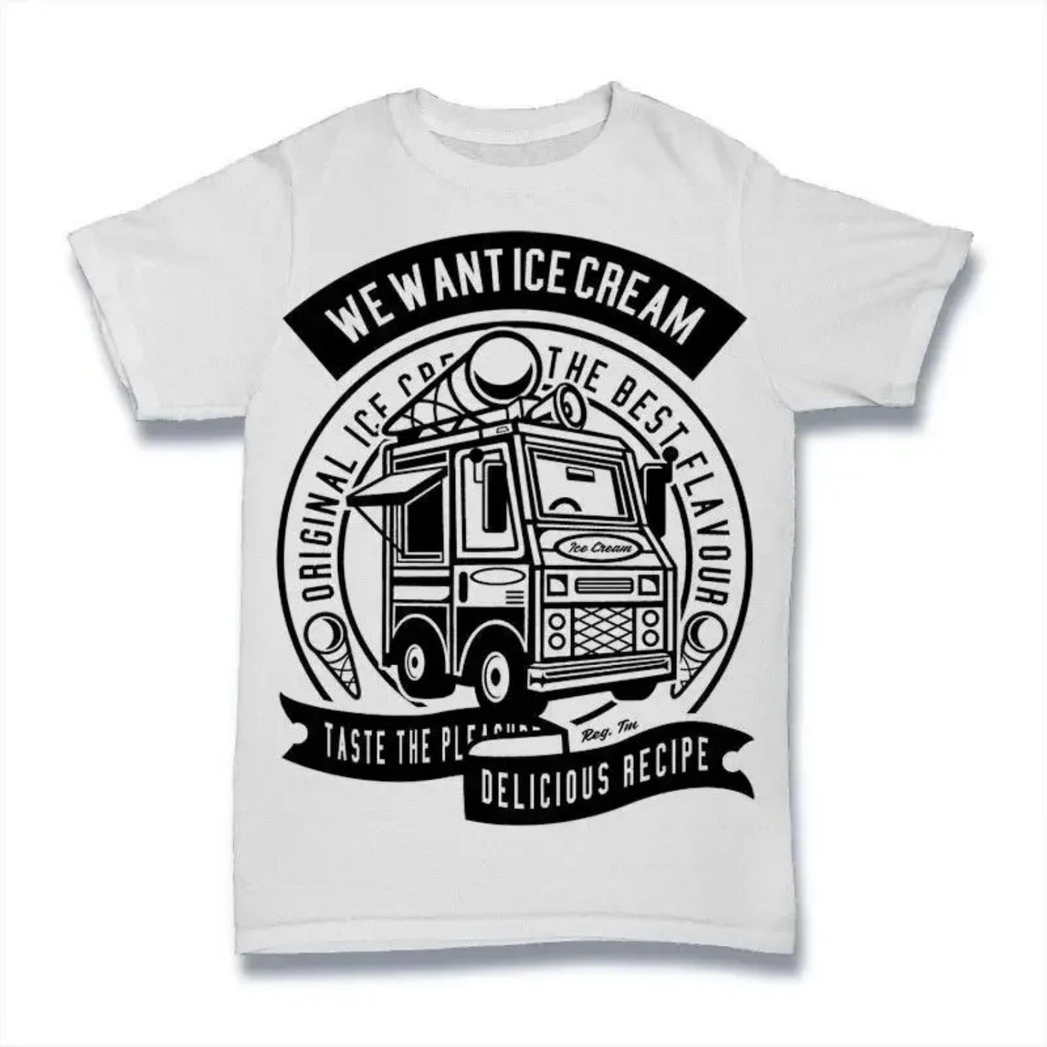 Ice Cream Truck T-Shirt New 100% Cotton Short Sleeve O Neck T Shirt Top S чёрный