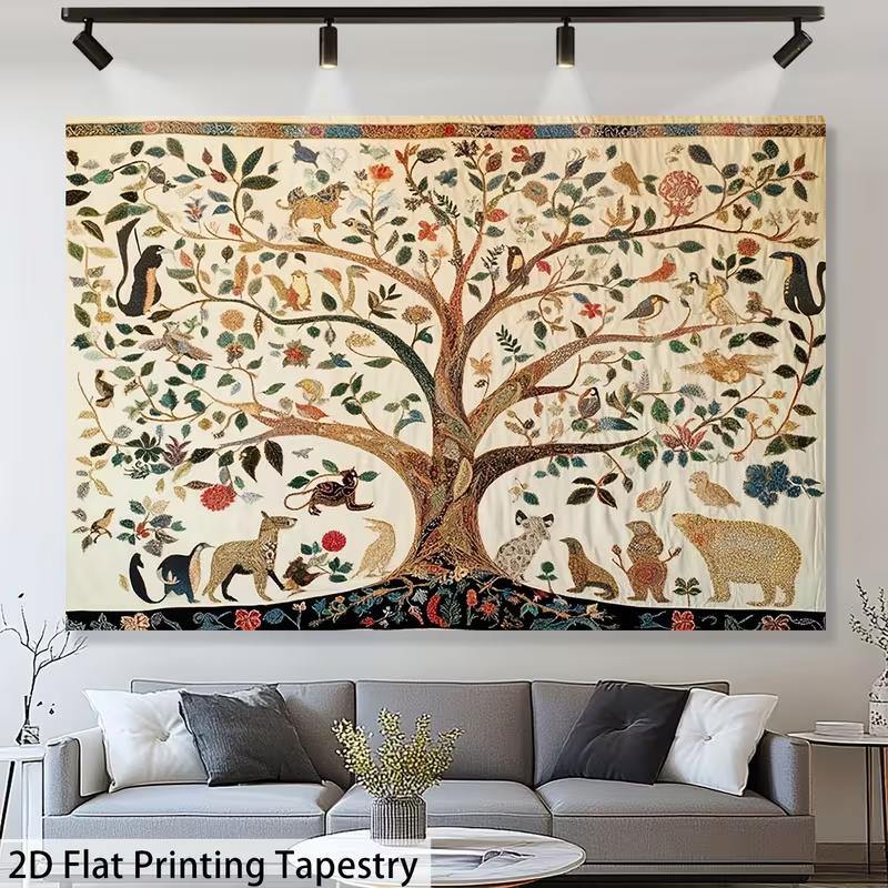 2D Folk Art Tree of Life Tapestry Wild Nature Themed Event & Party Background 47.2x31.5inch/120*80cm