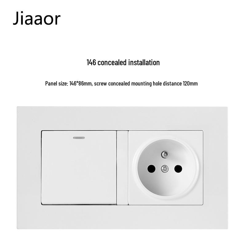 

16A Французька подвійна панель вимикача та розетки з USB та Type C, європейський вбудований тип 86, біла