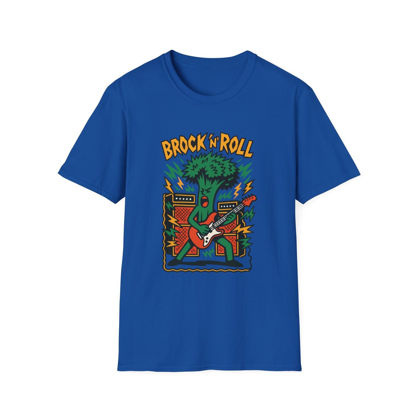 Unisex Softstyle T-Shirt Mens Womens Tees Top Broccoli Rock Star Guitar Music Funny Veggie Art M