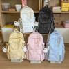 Schoolbag Bow Printed Student School Bag Women's Large Capacity Lightweight Backpack Junior High School Girls Campus Style Leisure Backpack