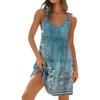 Women's Casual Daily Dating Outing Fashion Print Basic Sleeveless Loose Dress Bohemian Beach Dress Sleeveless Dress