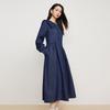 Women's Doll Collar Long Sleeve Mid-Length Denim Dress
