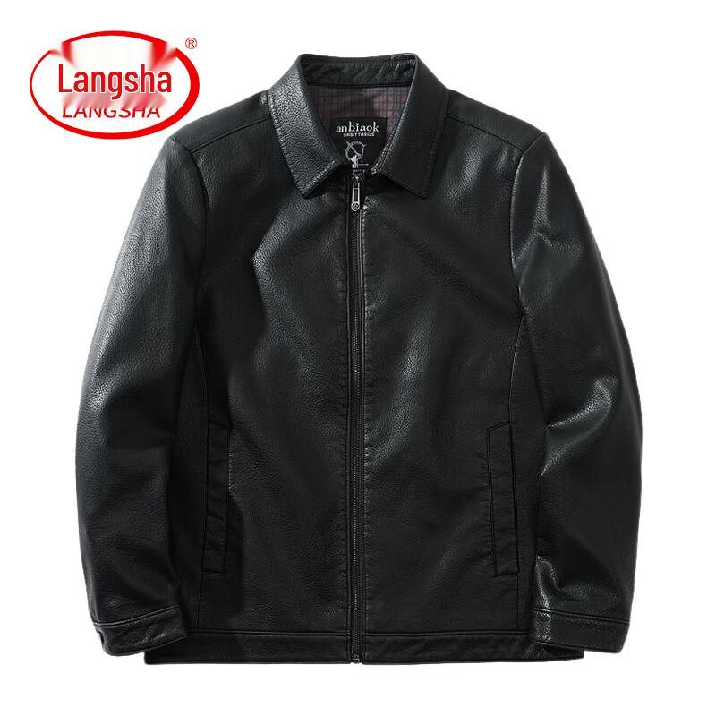 LangSha Men s Business Casual Faux Leather Jacket 185