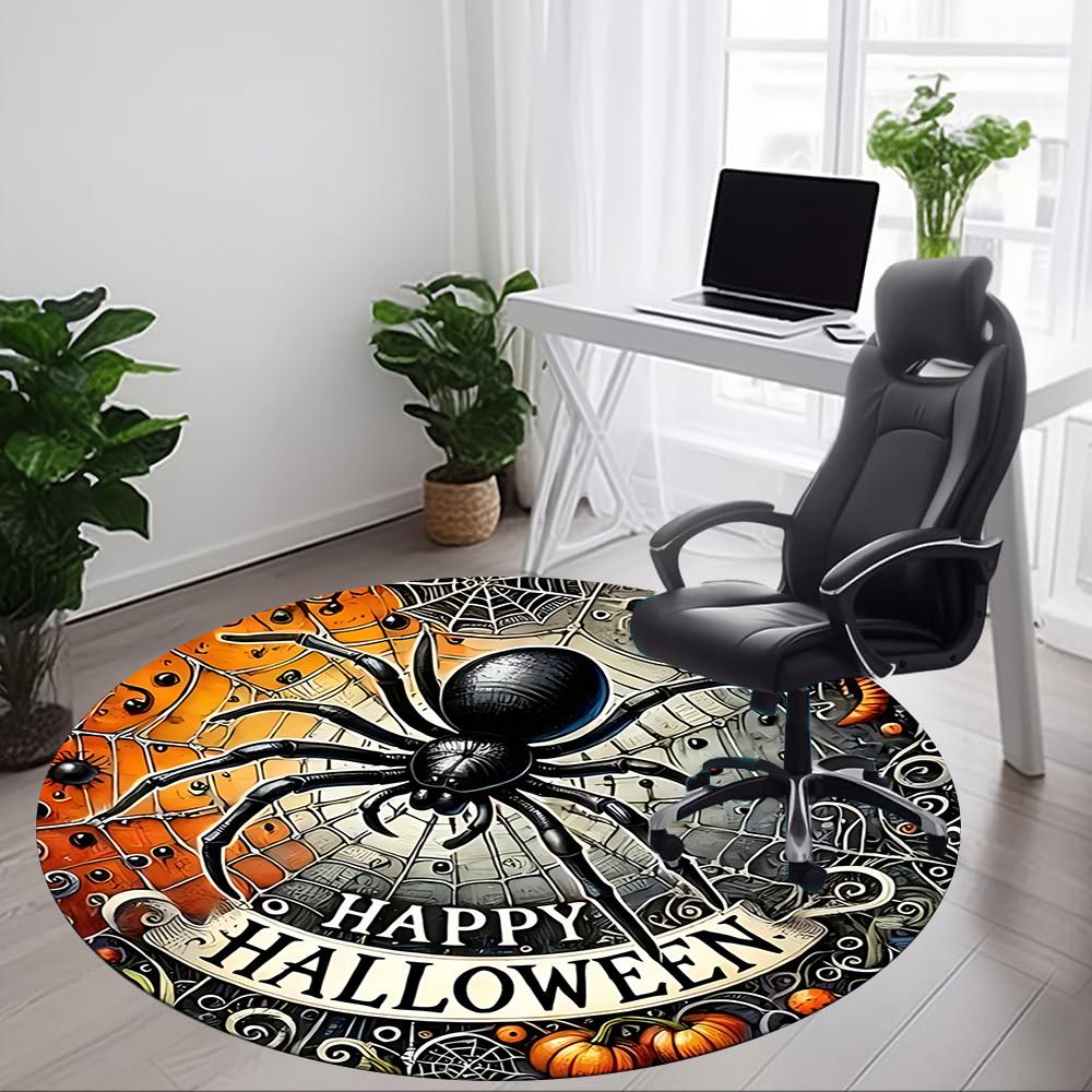 1 Stück Halloween Spinne Büro Runder Teppich, Unter Bürostühlen Schlafzimmer Wohnzimmer Heimdekoration, Raumdeko, In Verschiedenen Größen Erhältlich