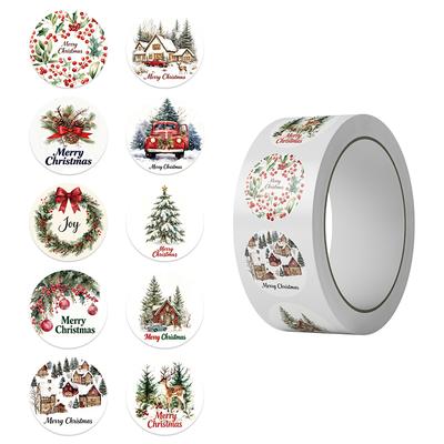 Christmas 500/1000/2000Pcs Stickers For Envelope Round Merry Christmas Smal Stickers Cute Festivals Gift Decor Pattern Labels