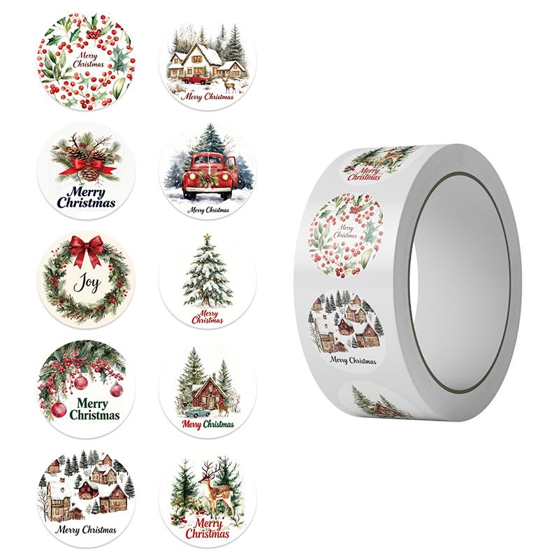 

500/1000/2000Pcs Christmas Stickers For Envelope Round Merry Christmas Smal Stickers Cute Festivals Present Decoration Pattern Labels 500Pcs