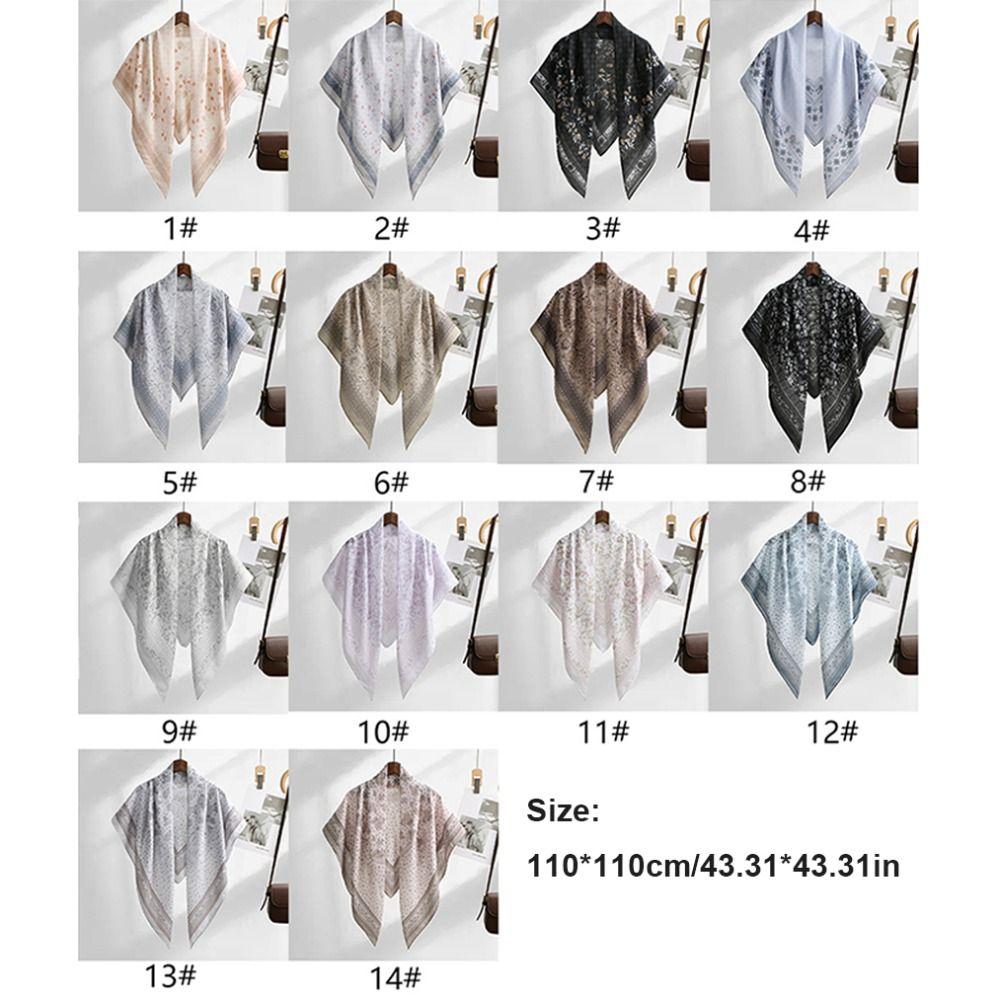 110cm Size Voile Scarf Square Shape Muslim Women Hijabs Fashion Floral Printed Scarf  Cultural Wear