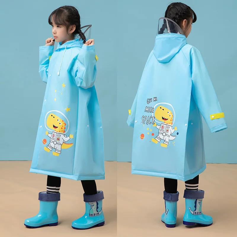Kids Raincoat with Schoolbag for Girls Only for Pupils New Poncho Full Body Rainproof Baby Raincoat