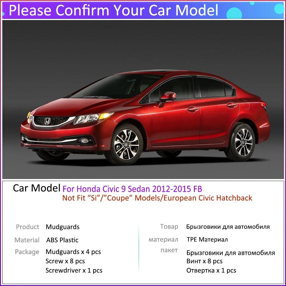 Car Mud Flaps for Honda Civic 9 FB 2012 2013 2014 2015 Mudguard Splash Guard Fender Mudflaps Auto Accessories