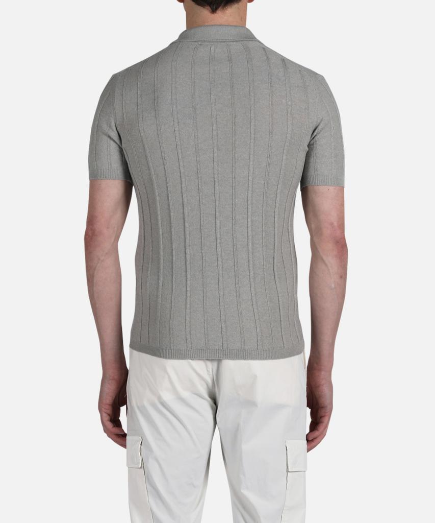 PANICALE Gray Striped Linen Polo Shirt
