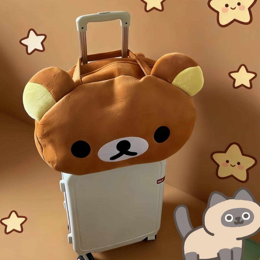 versatile Large capacity Rilakkuma Plush shoulder bag Cute Bear Tote Bag Casual Shoulder Bag hand-held crossbody travel bag
