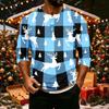 Men's Casual Shirt with Raglan Three-Quarter Sleeves and Christmas Print