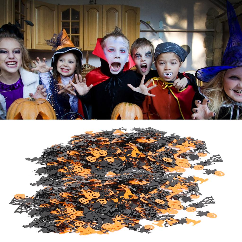200g Halloween Confetti Halloween Party Table Scatter Confetti Pumpkin Spider Webs Foil Metallic Sequins Confetti Decor