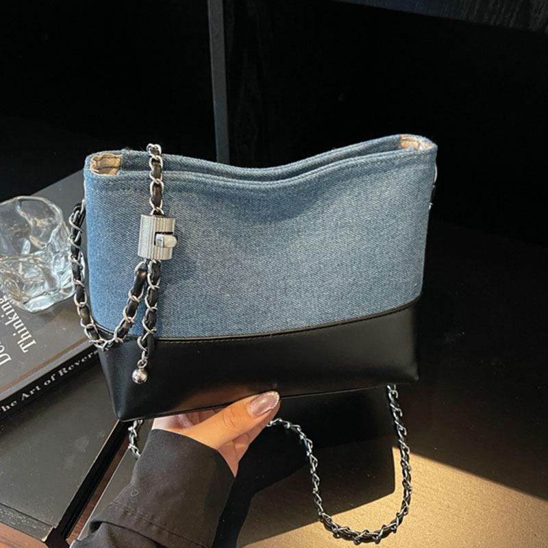Denim bag women's autumn and winter versatile chain messenger bag niche high-end bucket bag